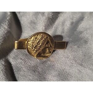 vintage‎ alva museum replicas roman Rome Greece coin tie clip gold tone